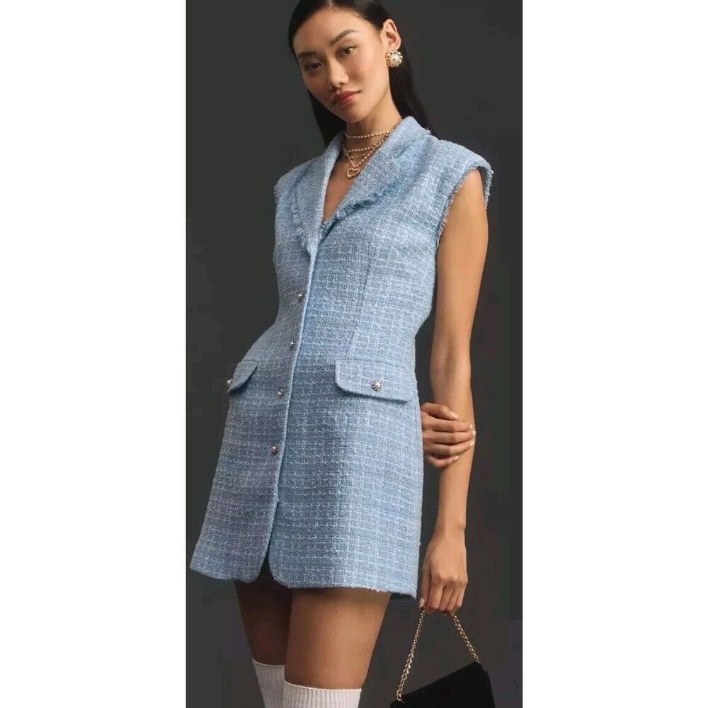 Maeve Anthropologie Sleeveless‎ Tweed Blazer Mini Dress Size 16W NWT MSRP $168 - Picture 9 of 11